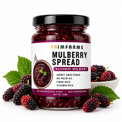 Faim Farms Mulberry Spread 200g | Kashmiri Mulberry Jam|Honey Sweetened | No Palm Oil| Vitamin Rich Healthy Fruit Spread for Bread, Toast, Roti & Pancakes