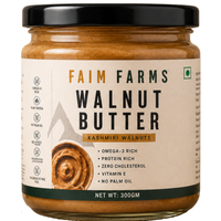 Walnut Butter 300g | Plant based omega 3 | No Palm oil | Kashmir Walnuts | Creamy Spread for Protein | Stone ground | Natural Nuts | Keto butter | Faim Farms