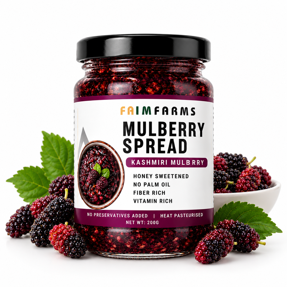 Faim Farms Mulberry Spread  200g | Kashmiri Mulberry Jam|Honey Sweetened | No Palm Oil| Vitamin Rich Healthy Fruit Spread for Bread, Toast, Roti & Pancakes — Single-Origin from Kashmir by Faim Farms