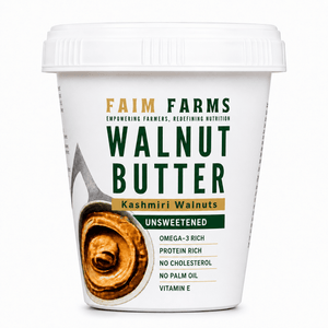 Unsweetened Walnut Butter 200g | 75% Kashmiri Walnuts | Omega-3 Rich | FAIM Farms
